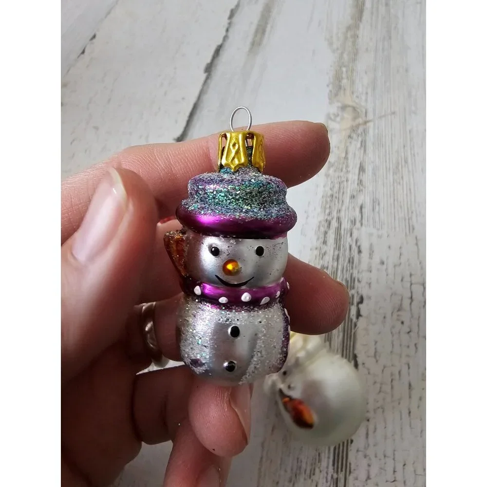 Mini glass ornament snowman set Xmas tree‎